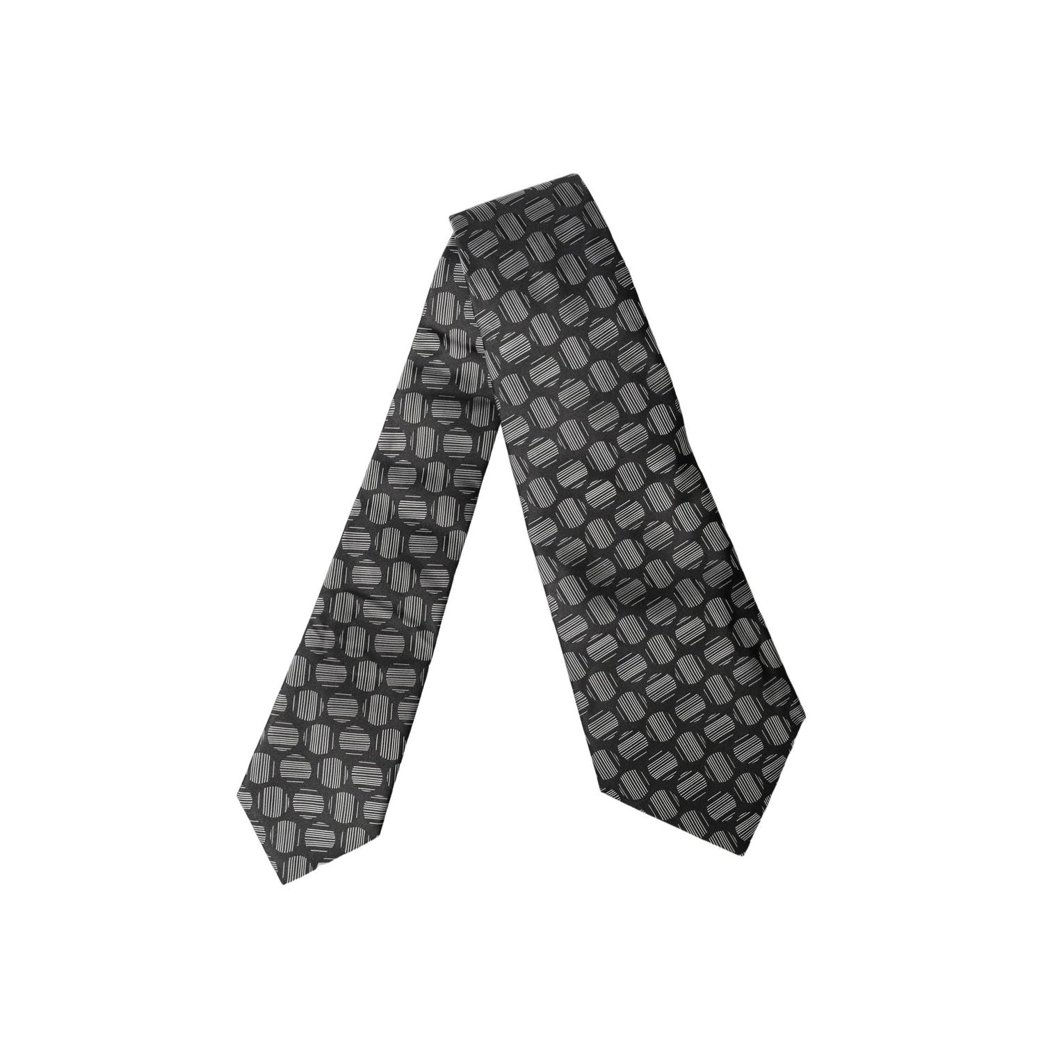 Dolce & Gabbana Black White Geometric Silk Adjustable Women Necktie Tie