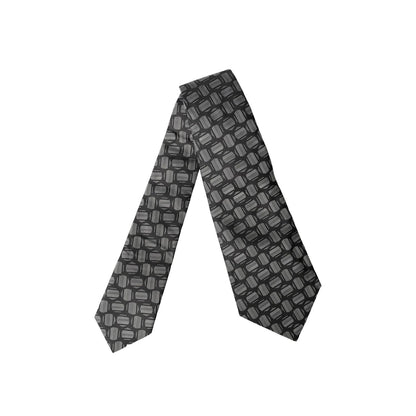 Dolce & Gabbana Black White Geometric Silk Adjustable Women Necktie Tie
