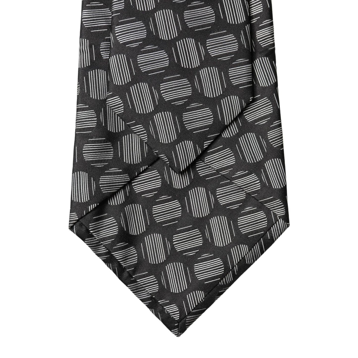 Dolce & Gabbana Black White Geometric Silk Adjustable Women Necktie Tie