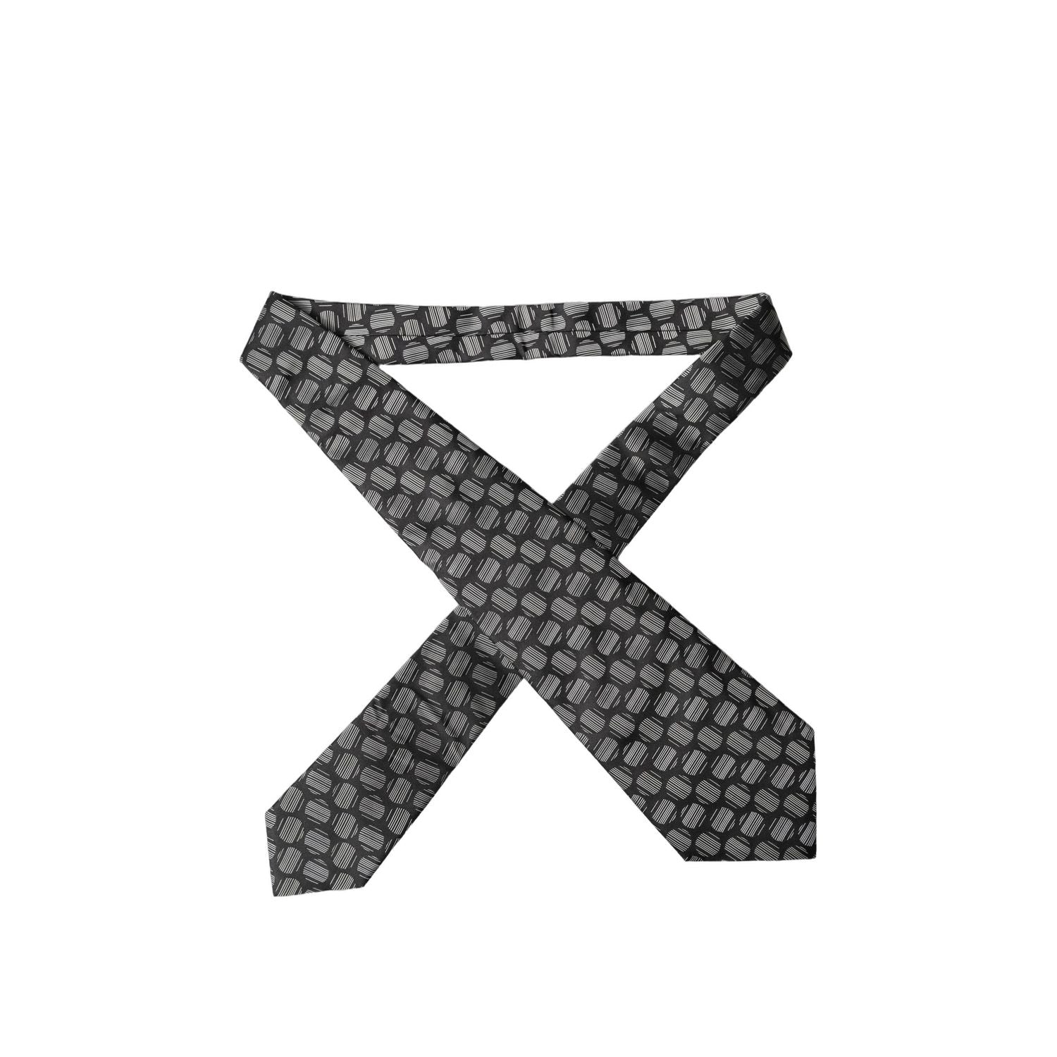 Dolce & Gabbana Black White Geometric Silk Adjustable Women Necktie Tie