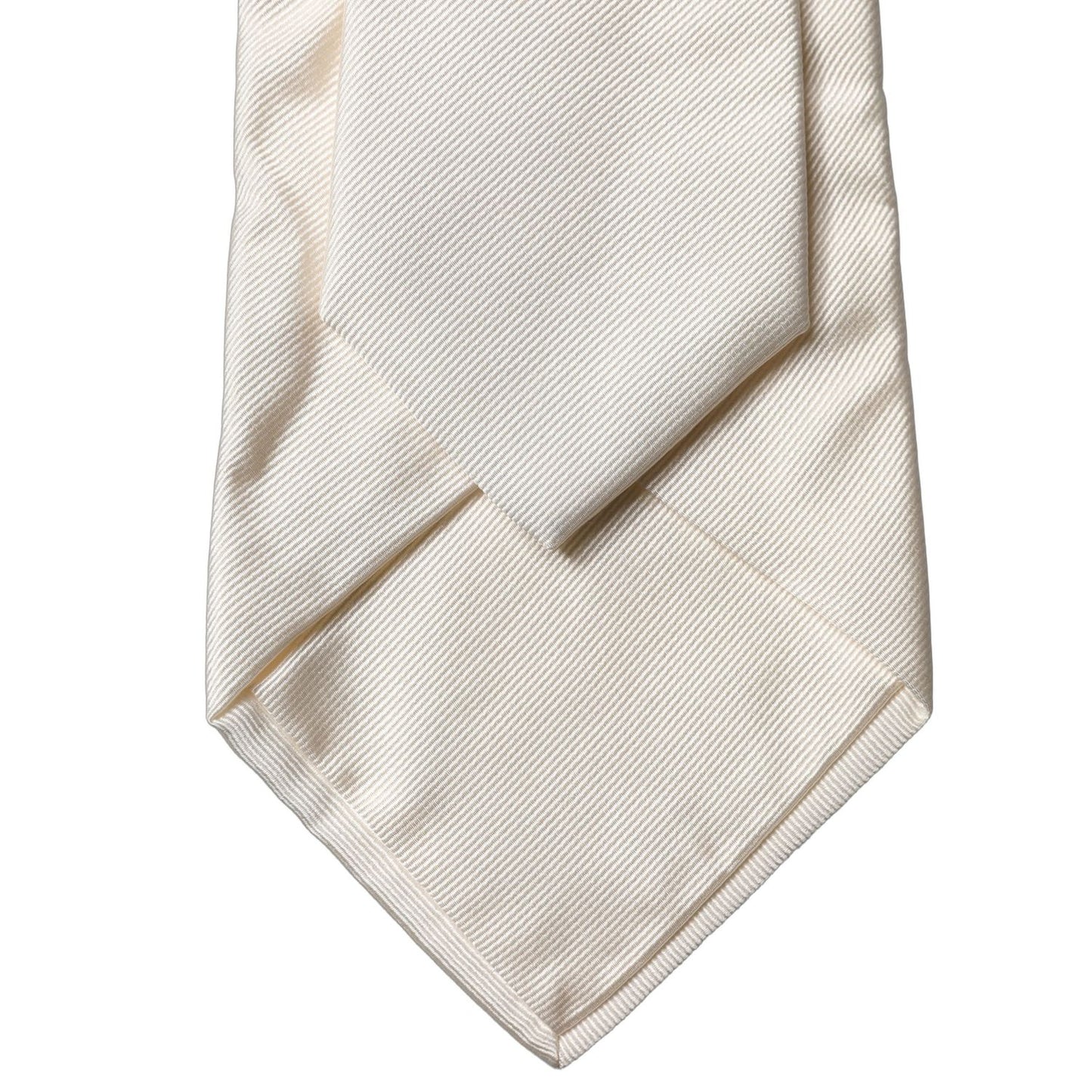 Dolce & Gabbana Off White Solid Silk Adjustable Women Tied Necktie Tie