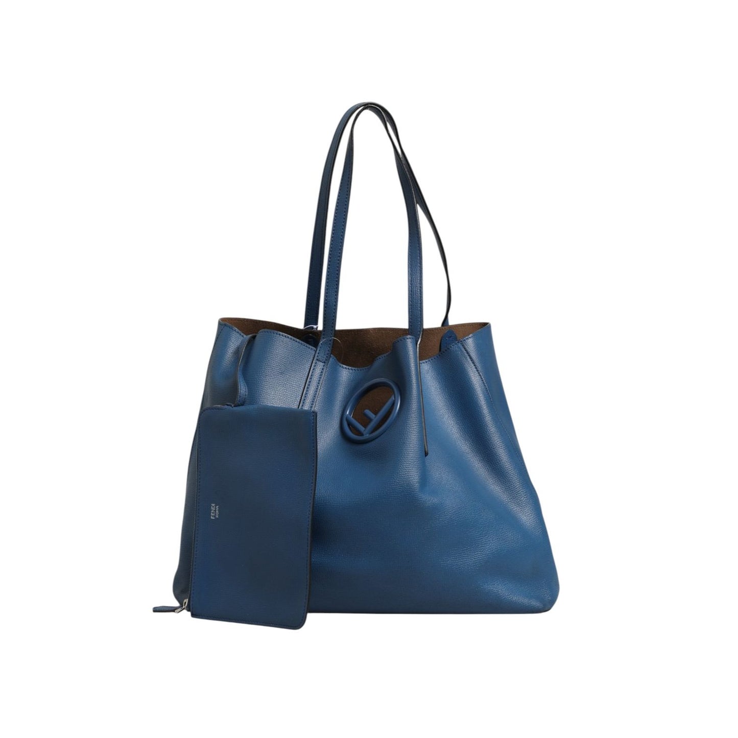 Fendi Leather Navy Blue Shopping Tote