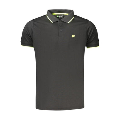 Lotto Black Polyester Men's Polo Shirt