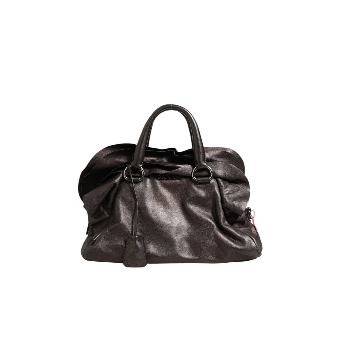 Prada Metallic Nappa Leather Ruffle Shoulder Bag