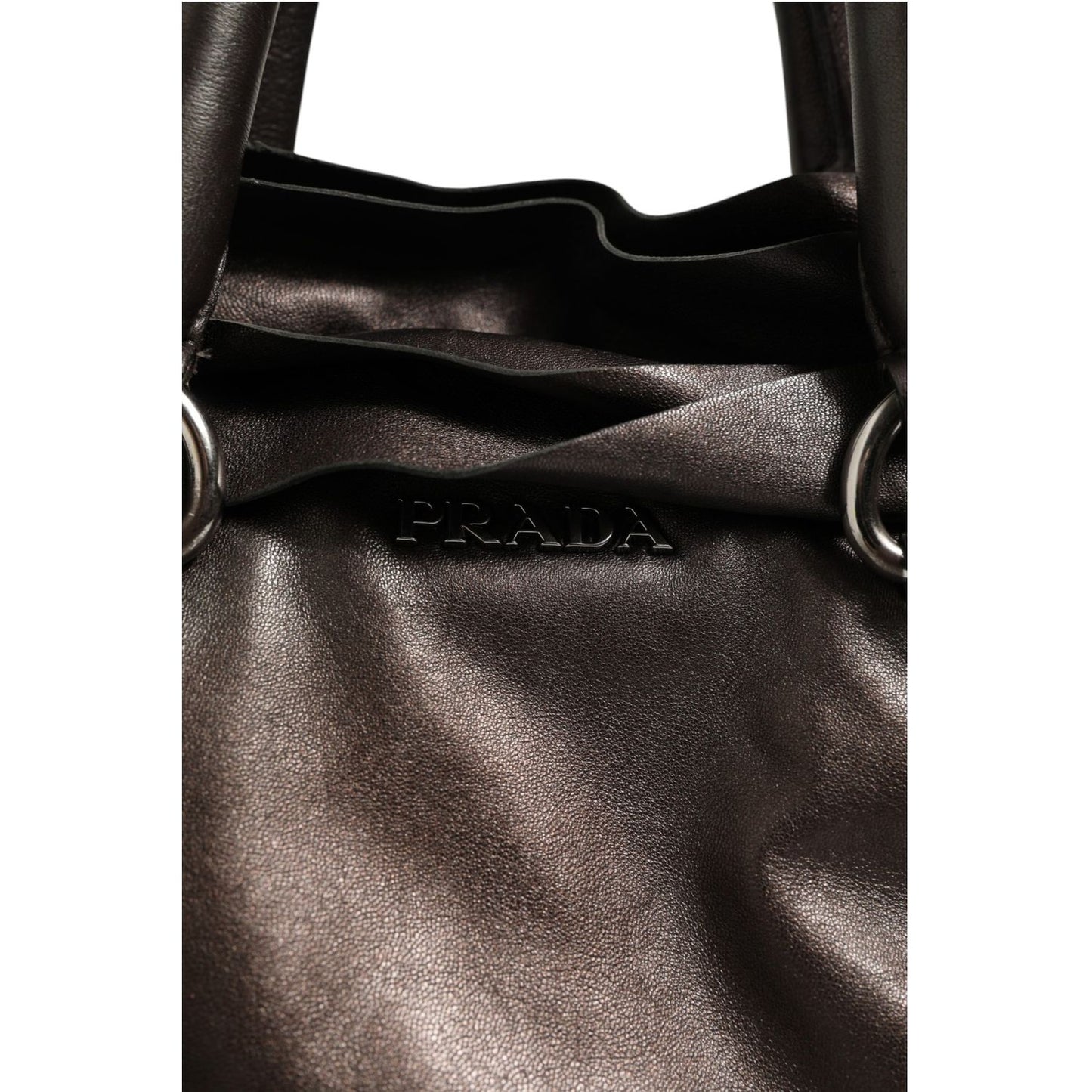 Prada Metallic Nappa Leather Ruffle Shoulder Bag