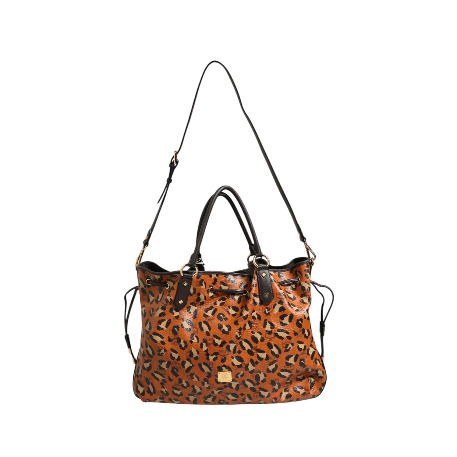 MCM Visetos Leopard Aren Medium Shopper Tote
