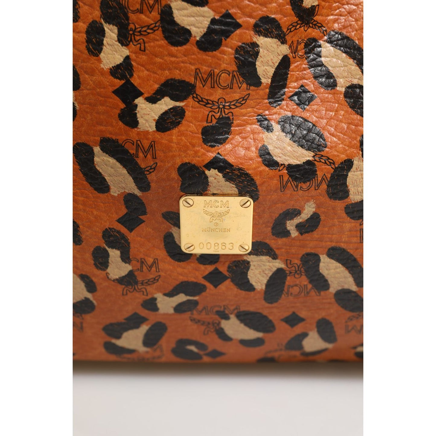 MCM Visetos Leopard Aren Medium Shopper Tote