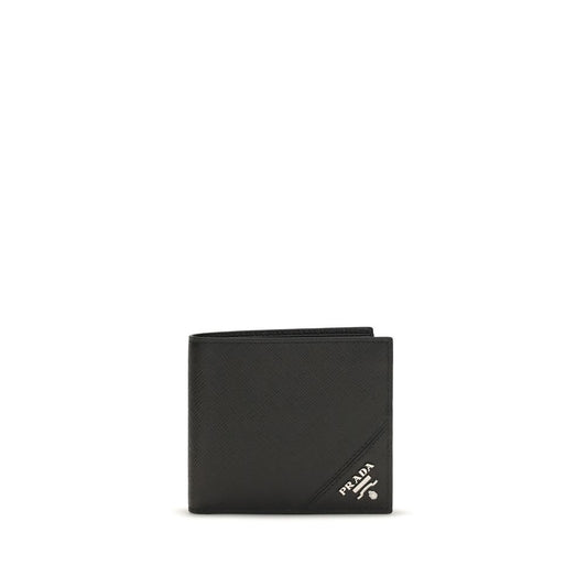 Prada Black Calf Leather Bos Taurus Wallet