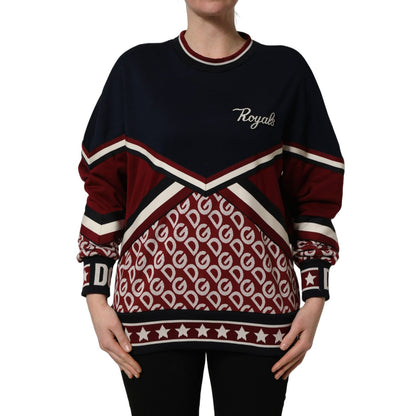 Dolce & Gabbana Blue Red Paneled 'Royals' Patch Sweatshirt Sweater