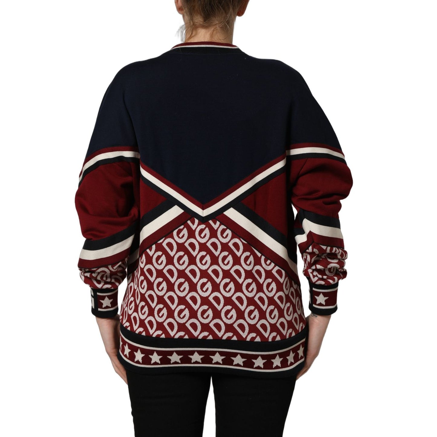 Dolce & Gabbana Blue Red Paneled 'Royals' Patch Sweatshirt Sweater