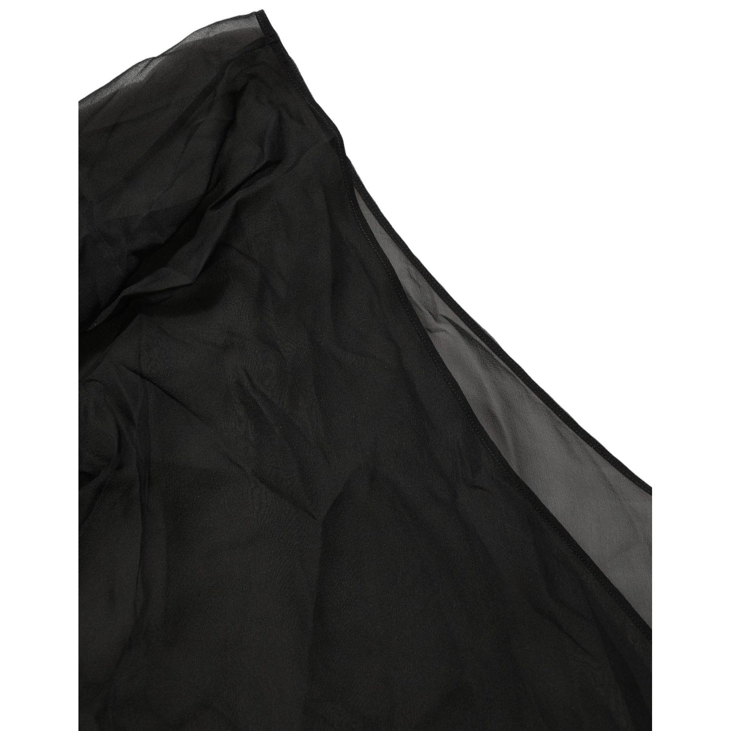 Dolce & Gabbana Black Wrap Sheer Chiffon One Shoulder Top