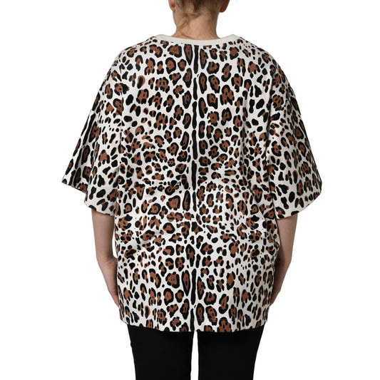 Dolce & Gabbana Multicolor Leopard Print Crew Neck T-shirt