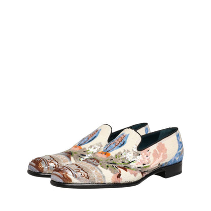 Dolce & Gabbana Multicolor Sequin Embroidered Loafers Shoes