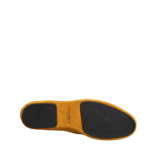 Dolce & Gabbana Yellow Velvet Slip On Men Dress Loafers Shoes