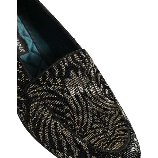 Dolce & Gabbana Black Silver Embellished Dress Loafers Shoes