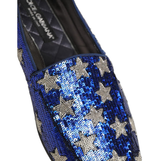 Dolce & Gabbana Multicolor Flag Sequin Dress Loafers Shoes