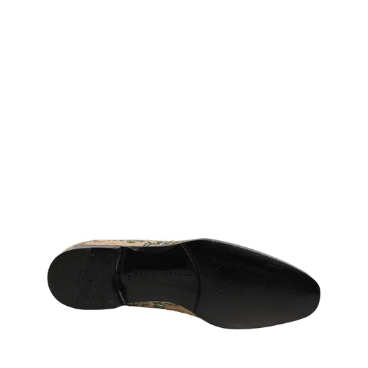 Dolce & Gabbana Beige Sequin Embroidery Dress Loafers Shoes