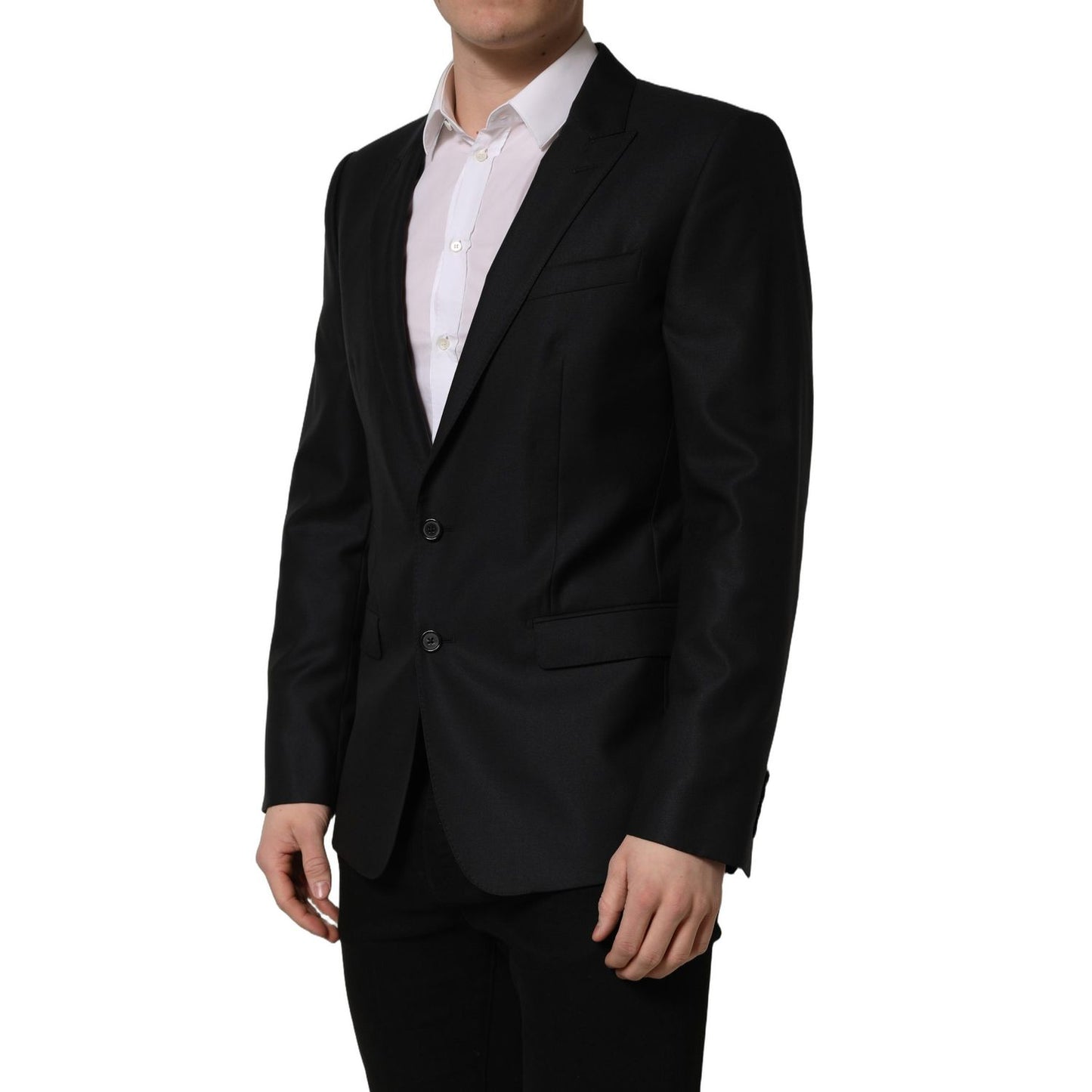 Dolce & Gabbana Black Wool Single Breasted Men Blazer Jacket