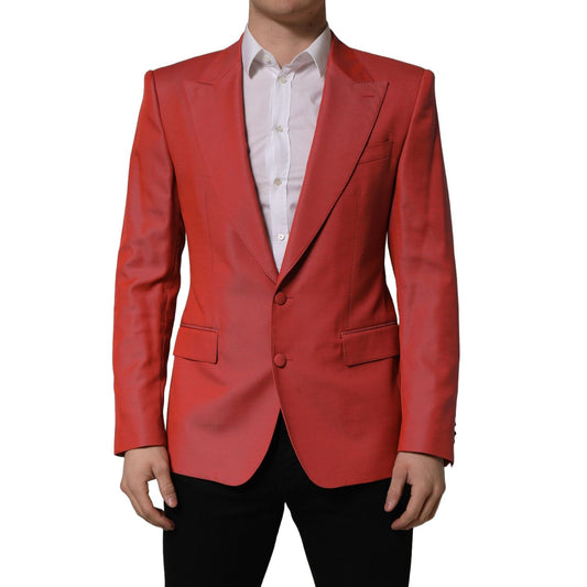 Dolce & Gabbana Red Wool Single Breasted Men Blazer Jacket