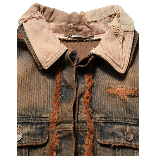 Dolce & Gabbana Multicolor Raw Cut Panelled Denim Men Jacket
