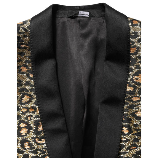 Dolce & Gabbana Gold Leopard Single Breasted Men Coat Jacket