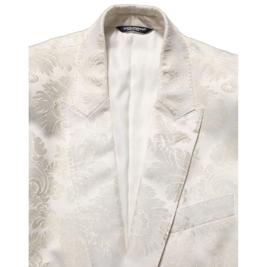 Dolce & Gabbana Off White Floral Single Breasted Men Jacket