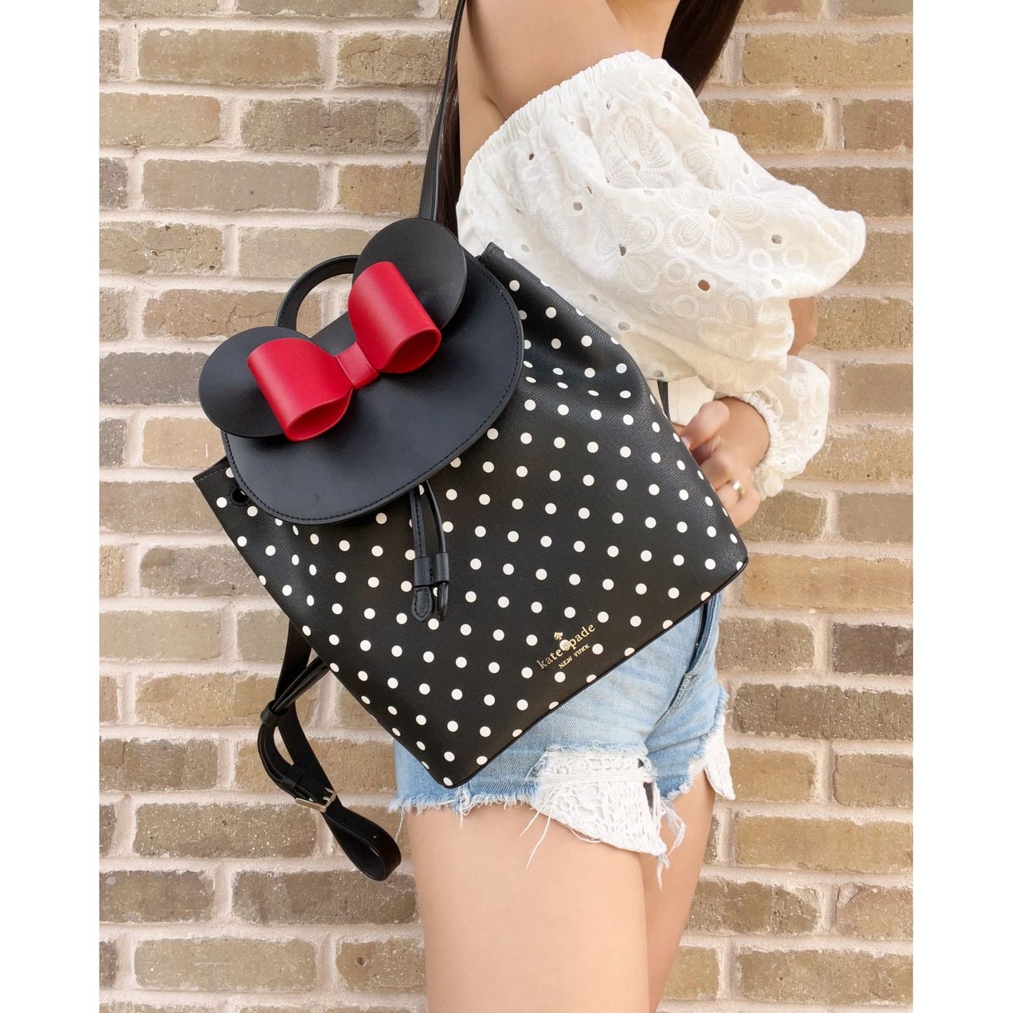 Kate Spade Disney Minnie Mouse Medium Leather Backpack Bookbag Bag