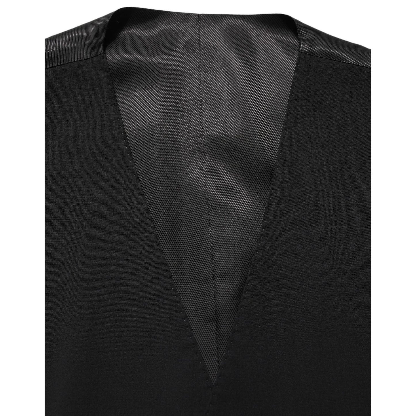 Dolce & Gabbana Black Wool Single Breasted Waistcoat Vest