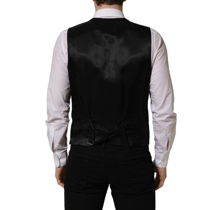Dolce & Gabbana Black Wool Single Breasted Waistcoat Vest