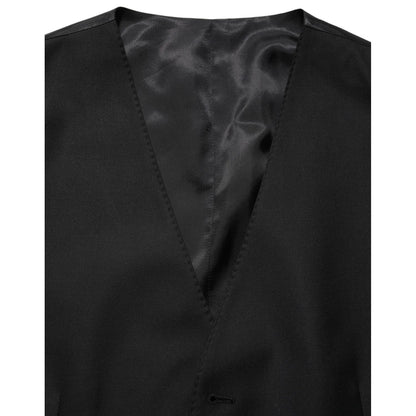 Dolce & Gabbana Black Wool Single Breasted Waistcoat Vest