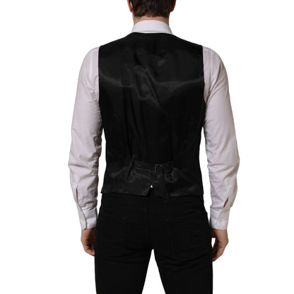 Dolce & Gabbana Black Wool Single Breasted Waistcoat Vest