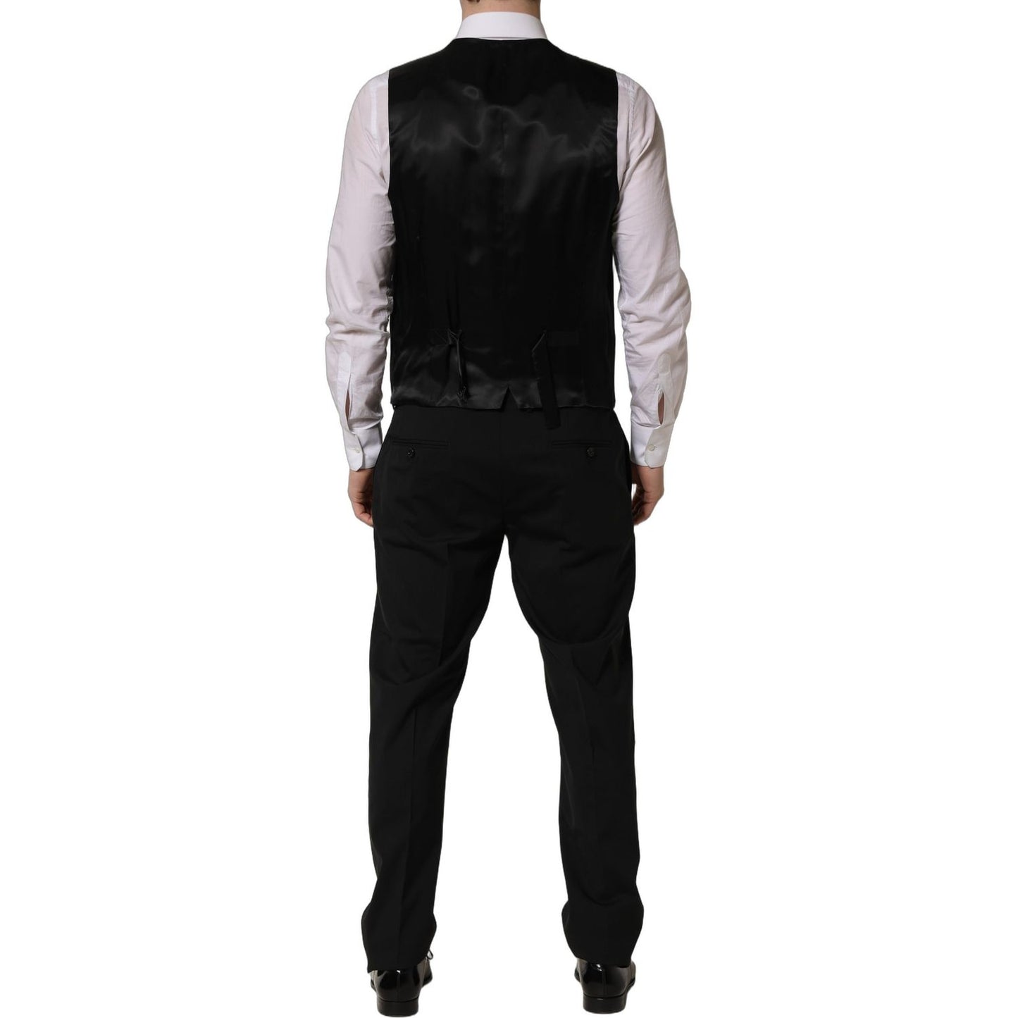 Dolce & Gabbana Black Wool Slim Fit Formal 3 Piece Men Suit