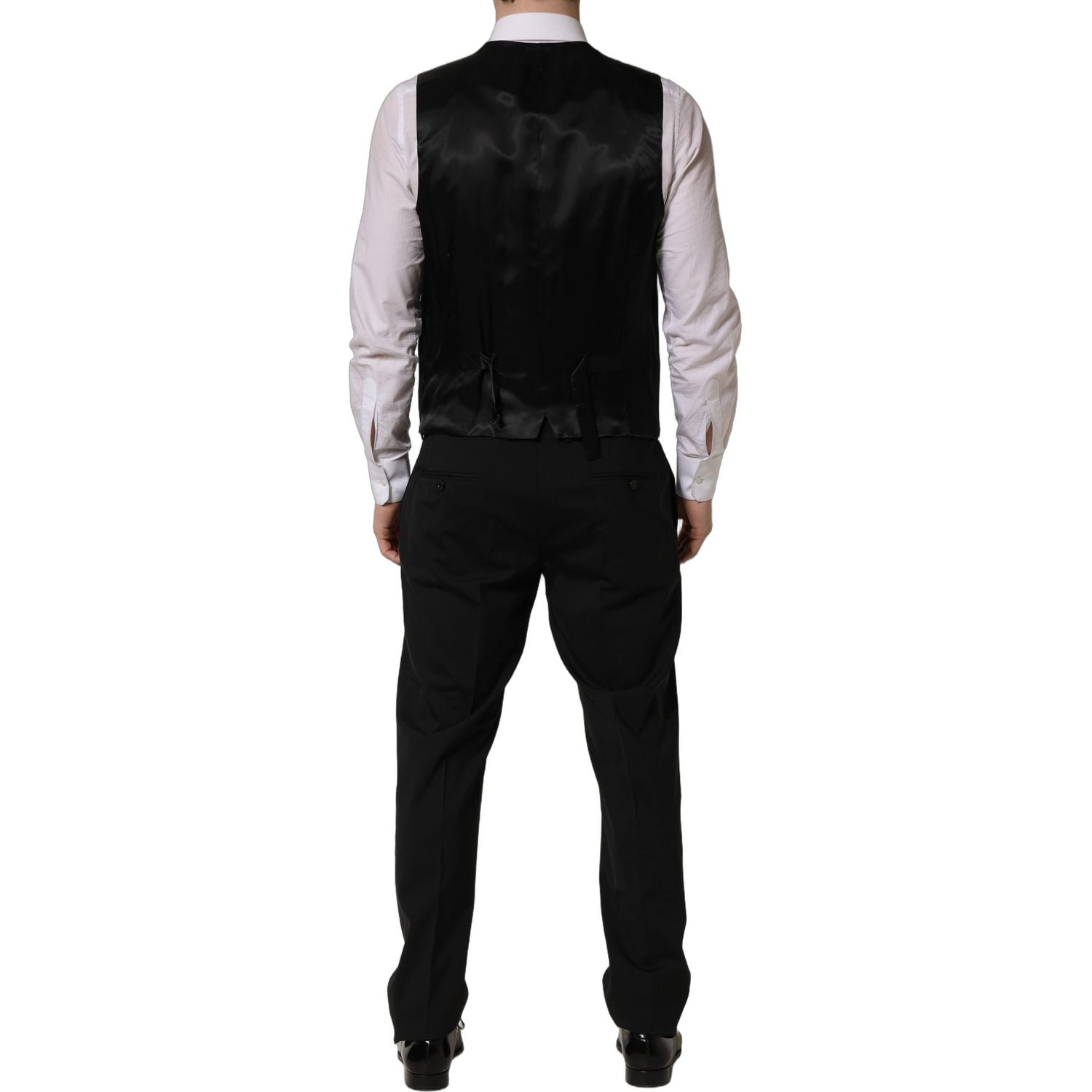Dolce & Gabbana Black Wool Slim Fit Formal 3 Piece Men Suit