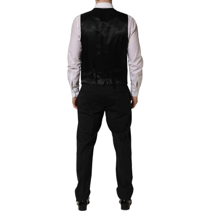 Dolce & Gabbana Black Wool Slim Fit Formal 3 Piece Men Suit