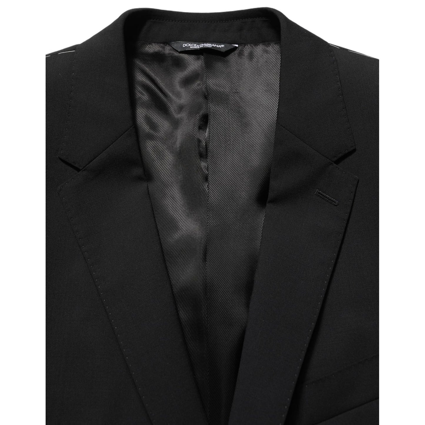 Dolce & Gabbana Black Wool Slim Fit Formal 3 Piece Men Suit