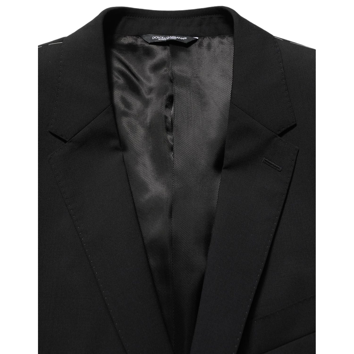 Dolce & Gabbana Black Wool Slim Fit Formal 3 Piece Men Suit