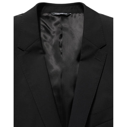 Dolce & Gabbana Black Wool Slim Fit Formal 3 Piece Men Suit