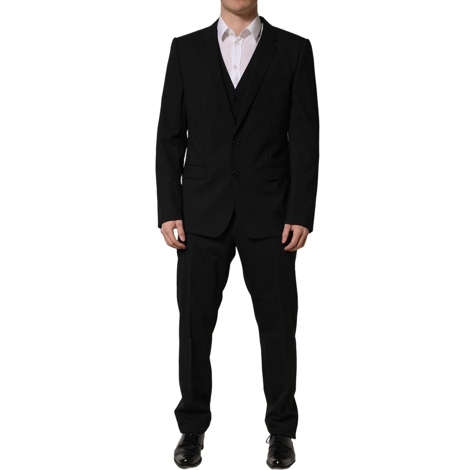 Dolce & Gabbana Black Wool Slim Fit Formal 3 Piece Men Suit