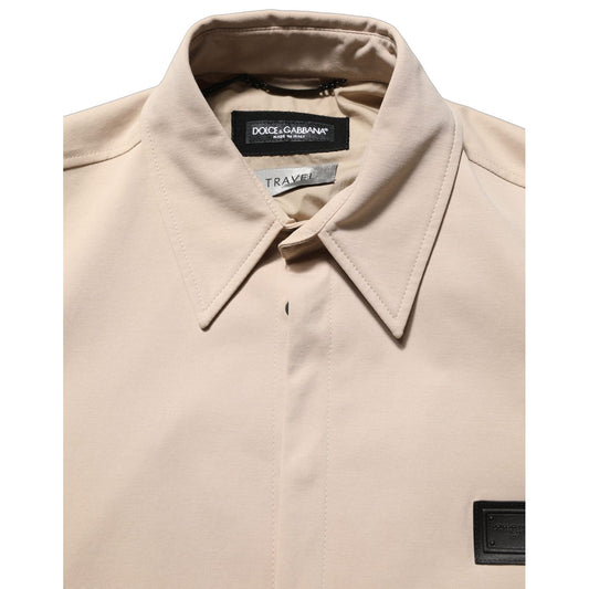 Dolce & Gabbana Beige Logo Overshirt Cotton Men Casual Shirt