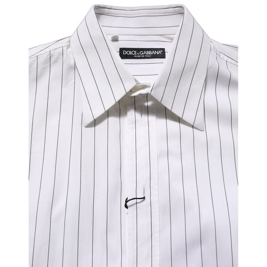 Dolce & Gabbana White Stripes Cotton Men Formal Dress Shirt