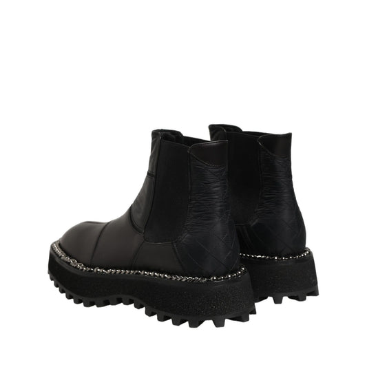Dolce & Gabbana Black Chelsea Boots Leather Slip On Men Shoes