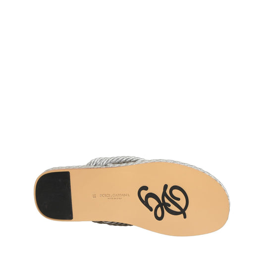 Dolce & Gabbana Silver Rope Slides Sandals Flip Flops Shoes