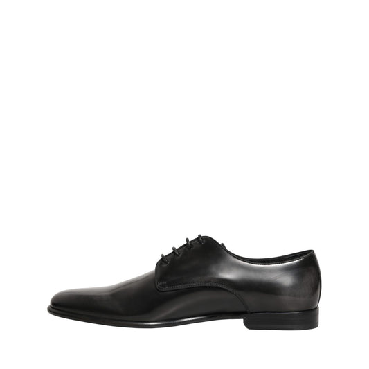 Dolce & Gabbana Black Leather Men Derby Dress Formal Shoes