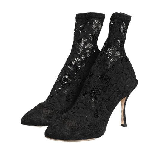 Dolce & Gabbana Black Socks Taormina Lace Pumps Boots Shoes