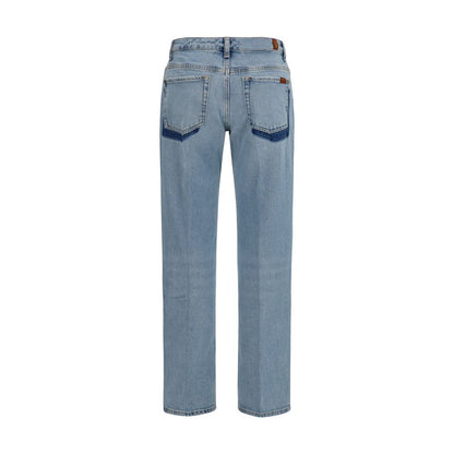 7FOR Blue Cotton Straight-Leg Jeans