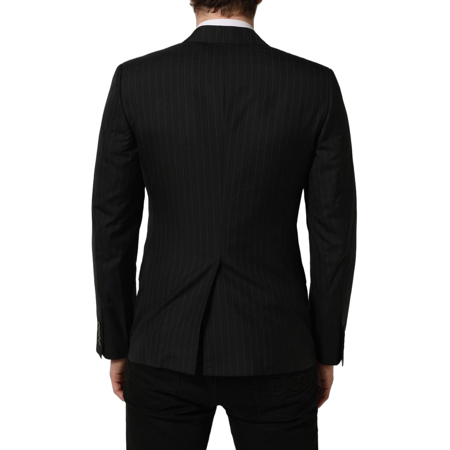 Dolce & Gabbana Black Stripes Wool Single Breasted Blazer