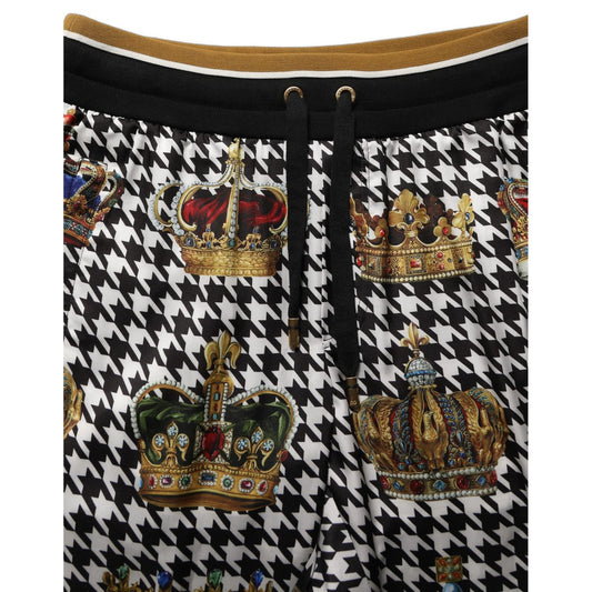Dolce & Gabbana Multicolor Houndstooth Crown Men Sweatpants Pants