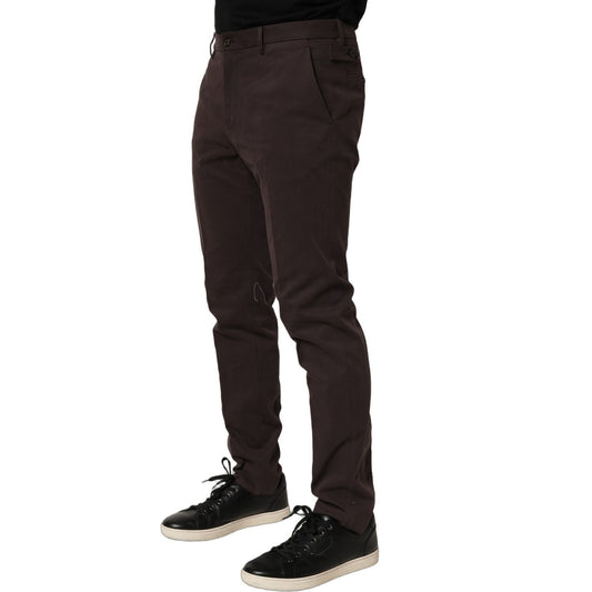 Dolce & Gabbana Brown Cotton Skinny Leg Dress Trouser Pants