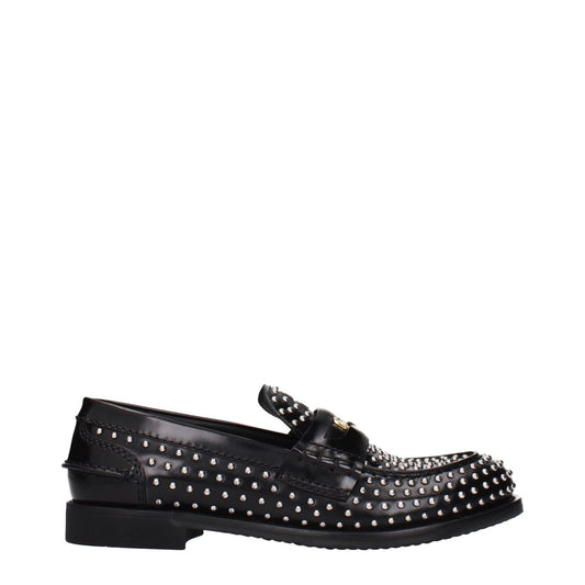 Miu Miu Black Leather Slip-On Loafers