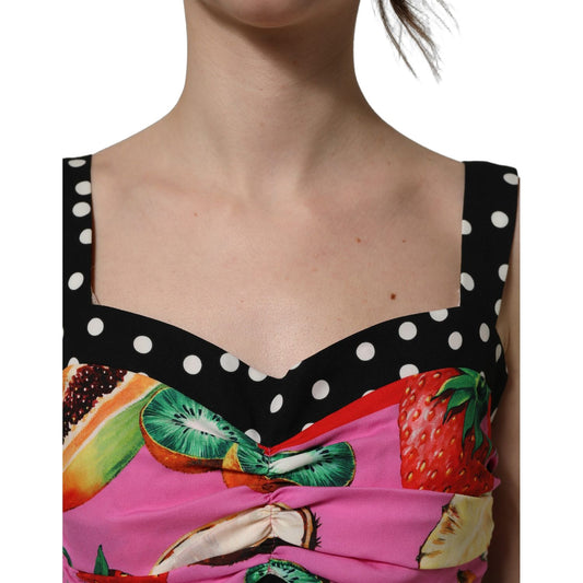 Dolce & Gabbana Multicolor Silk Cropped Bustier Corset Top